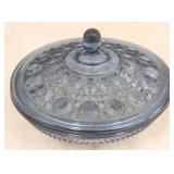 Blue Glass Covered Dish - 7 1/2 x 5