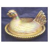 Carnival Glass Hen on Nest