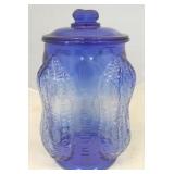 Blue Glass Planters Peanuts Jar