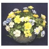 Porcelain Flowers in Glass Bowl