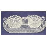 3pc. Fostoria American Cream & Sugar w/ Dish
