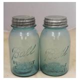 Pair of Blue Ball Mason Jars