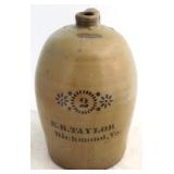 E. B. Taylor Richmond, VA stoneware jug