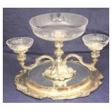 2pc. Silver Plated Fruit Bowl w/ Mirror Tray