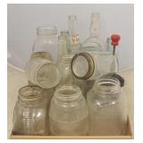 Tray Lot of Assorted Glass Jars & Bottles