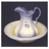 Blue/White Art Pottery Pitcher - 12" tall