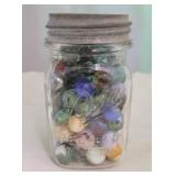Ball Mason Jar Full of Glass Marbles - 5 1/2" tall