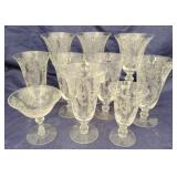 Tiffin Cherokee Rose Stemware, 10 pcs