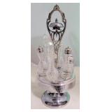 Vintage silver plate & glass castor set w/ bell