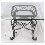 Glass top metal end table