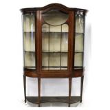 English Edwardian curved glass curio cabinet