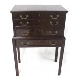 Mahogany straight leg 4 drawer silver chest