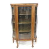 Oak claw foot curved glass china cabinet