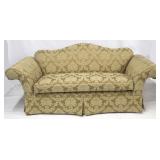 Rolled arm sofa in brocade attributed to Baker