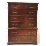 Carved mahogany 6 drawer chest on chest