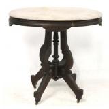 Oval marble top Victorian parlor table