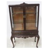 Fancy Carved French Mahogany Curio Cabinet