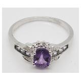 OVAL CUT 5X7MM AMETHYST & TANZANITE DIAMOND RING