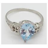BABY SWISS TOPAZ PEAR CUT RING