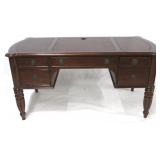 Turned leg mahogany executive desk
