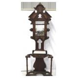 Victorian marble top walnut hall tree