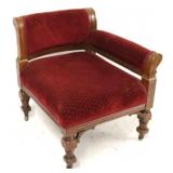 Eastlake walnut carved corner chair