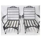 Pair vintage metal outdoor arm chairs