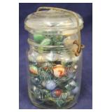 Ball Mason Jar Full of Marbles - 6" tall