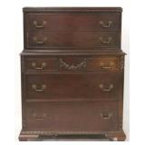 Carved mahogany chest on chest