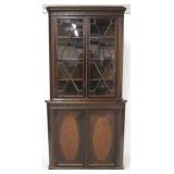 English Georgian inlaid double door corner cabinet