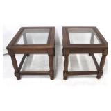 Pair glass top end tables