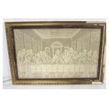 Large framed "Last Supper" tapestry