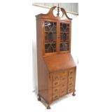 Chippendale block front bookcase top secretary