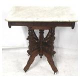 Victorian walnut marble top parlor table