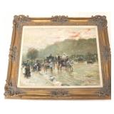 Carriage on Street on Canvas artist signed