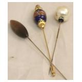 Lot of 3 Vintage Hat Pins