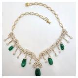 14kt Gold Custom Diamond & Emerald Necklace