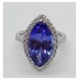 14kt White Gold Tanzanite & Diamond Ring