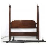 Full size tall poster bed with metal rails