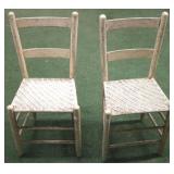Pair painted primitive chairs