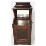 English carved 1 door stand w/ mirror back