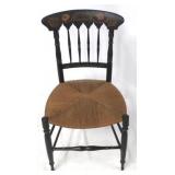 Painted rush seat accent chair