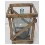 Glass Wine Bottle w/ Wood Crate