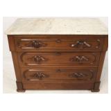 Marble top carved Victorian chest w/ secret drawer
