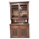 English carved 2 part court cupboard