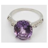 4.00 CT AMETHYST & DIAMOND COCKTAIL RING