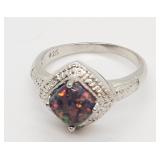 STERLING SILVER FIRE OPAL RING