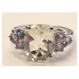 Green Amethyst & Tanzanite Sterling Silver Ring