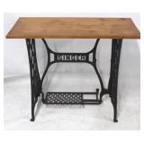 Singer iron base table w/ wood top