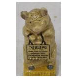 "The Wise Pig" Cast Iron Bank - 6" tall